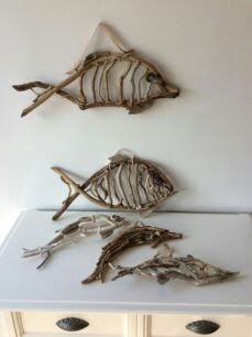 rzeźby ryb z patyków